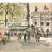 A Pair of Original Franz Herbelot Watercolor Lithographs Paris street scene 1950s - reserved for jowhitmire