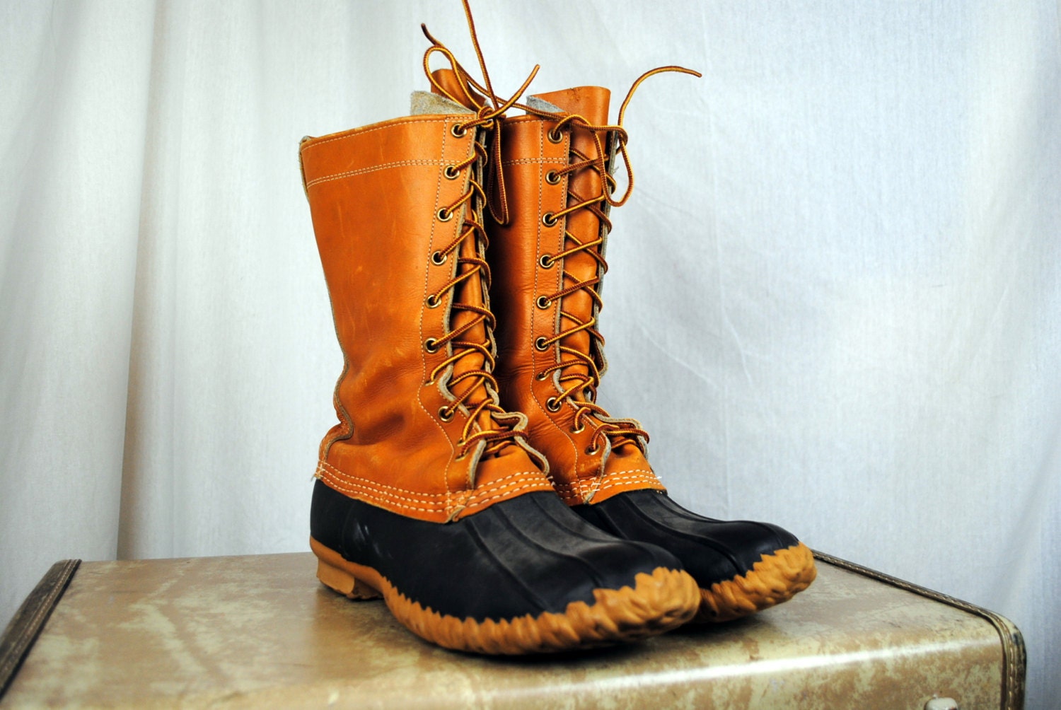 Vintage 1960s LL Bean Maine Hunting Boots Leather by RogueRetro