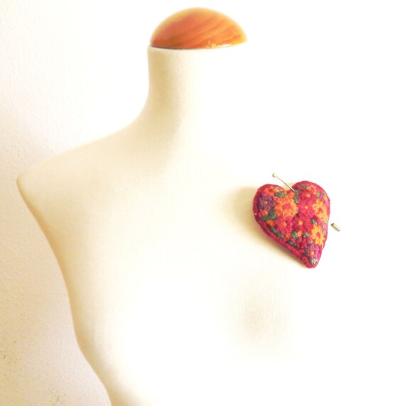 Items similar to love brooch embroidered, red love embroidered brooch