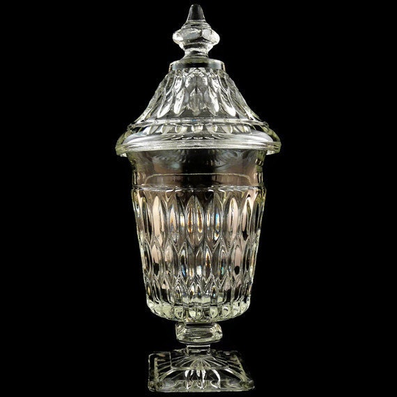 Vintage Crystal / Glass Pedestal Candy Jar with by JulianosCorner