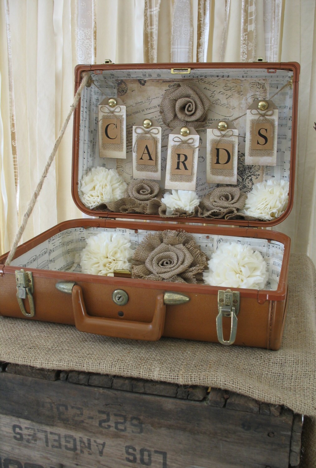card box vintage suitcase wedding card holder shabby chic