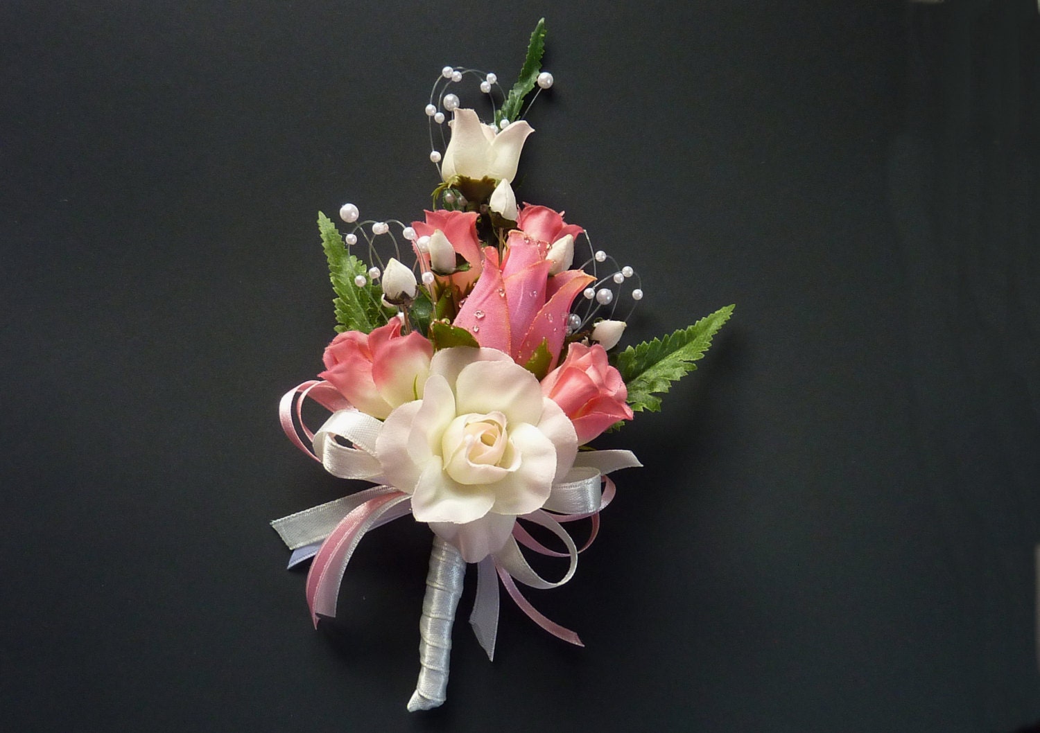 Pink Rose and Pearl Corsage Easter Corsage Spring by Floralwoods