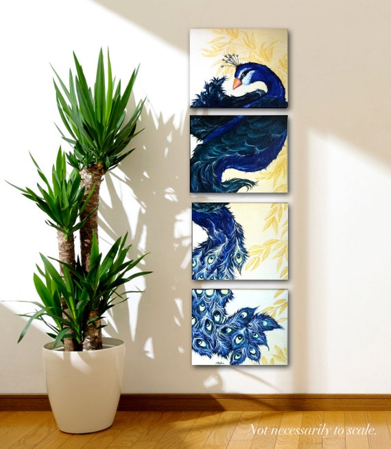Items similar to Multiple Canvas Peacock Painting on Etsy