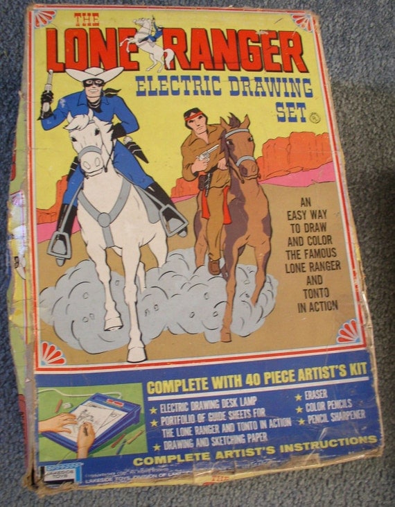 The LONE RANGER Electric Drawing Set in Box 1960s Lakeside
