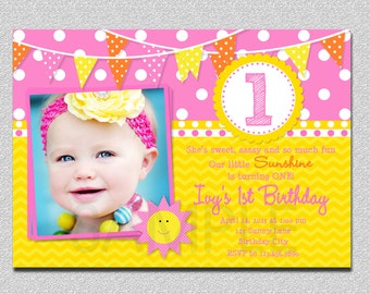 Sunshine Birthday Invitation, Sunshine Birthday Party Invitation, Girls Sunshine Invitation, You are My Sunshine , Girls Party Invitations