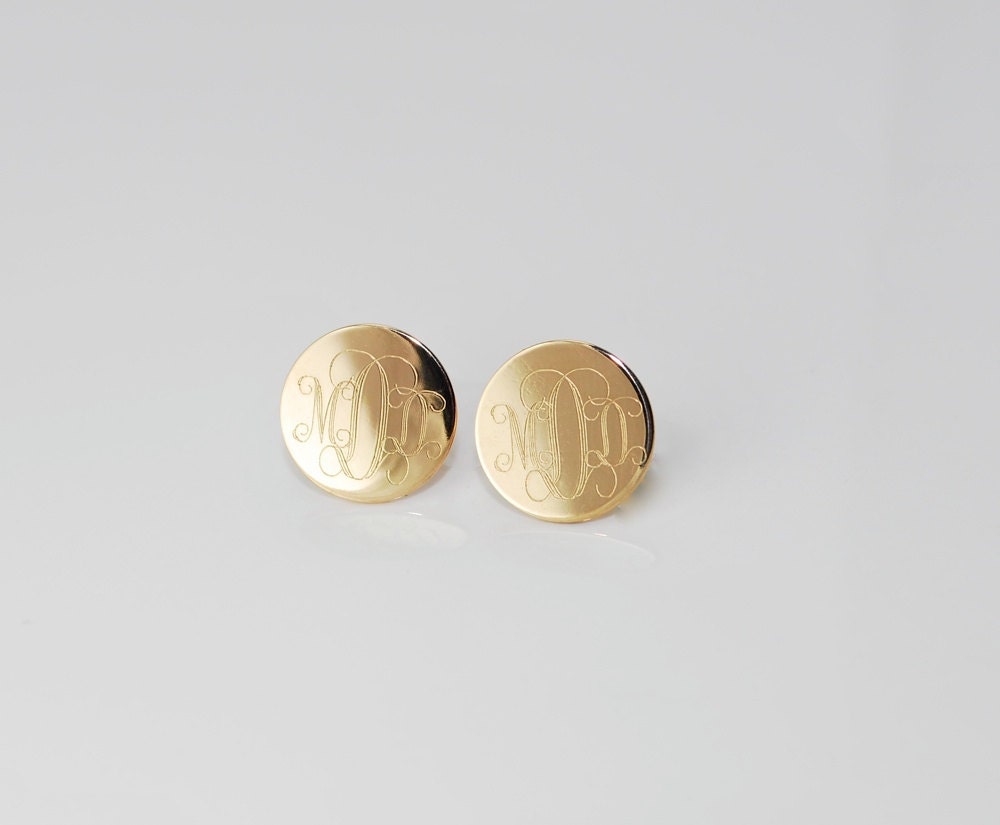 Gold monogram stud earrings 14k gold filled Monogrammed