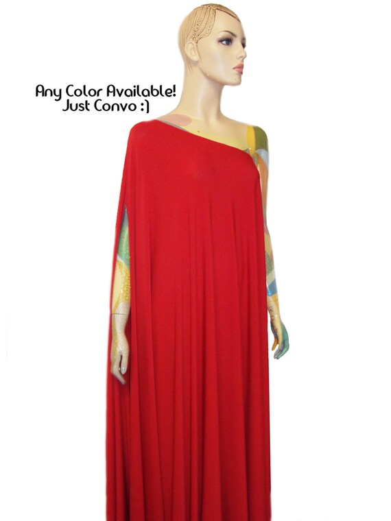 Plus size dress Long formal gown Red one shoulder evening dress