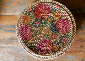 Mexican Painted Lidded Basket