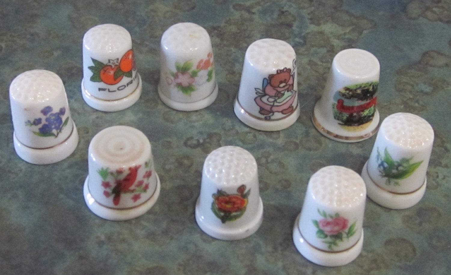 Vintage Porcelain Thimbles Qty of 9 by LeftoverStuff on Etsy