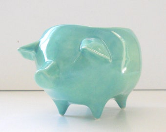 Pig Planter, Ceramic Pig, Succulent Planter, Vintage Design, Aqua Blue, Ceramic Planter, Sponge Holder, Kitchen Decor, Home and Garden