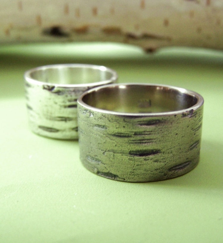 Birch Bark Wedding Ring in 14k Palladium White Gold by esdesigns