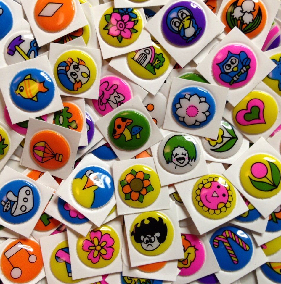 20pcs TINY PUFFY STICKERS Vintage Retro Goodness
