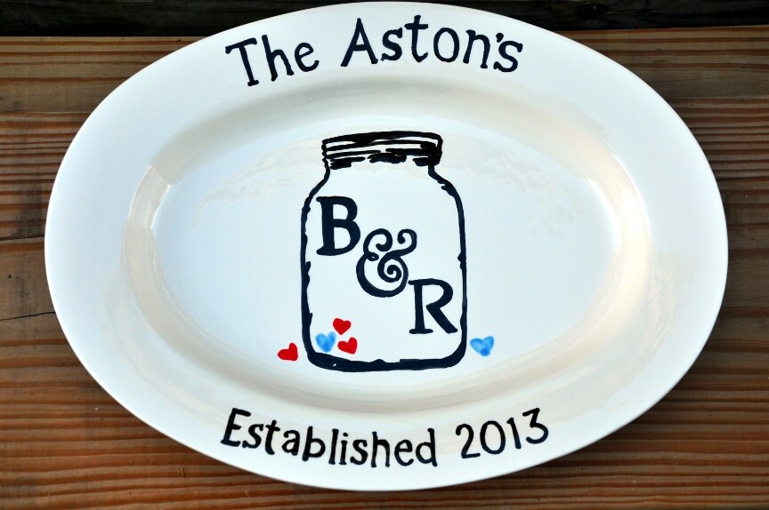Monogrammed personalized ceramic serving platter elegant great