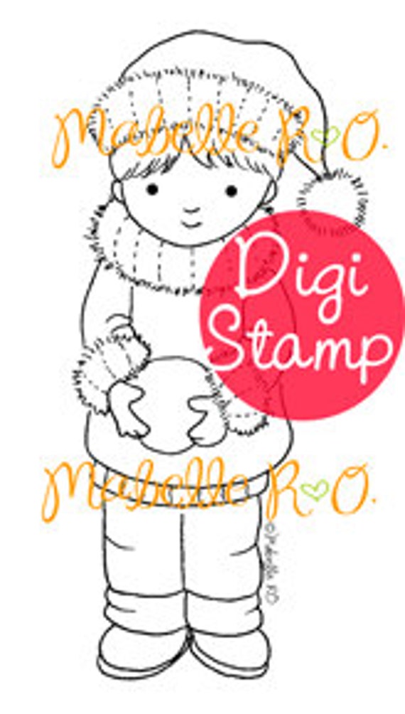 Instant Download Digi Stamp: Snowball Boy