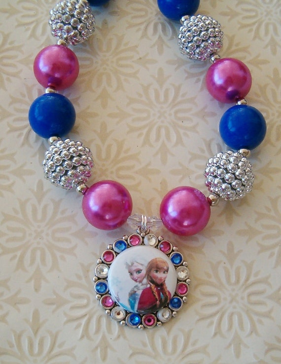 Anna and Elsa Frozen Necklace by kathyskreations1 on Etsy