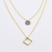 Layered necklace - diamond shaped necklace - circle necklace - brass necklace - minimalist necklace - gold filled chain - Diamond and dot