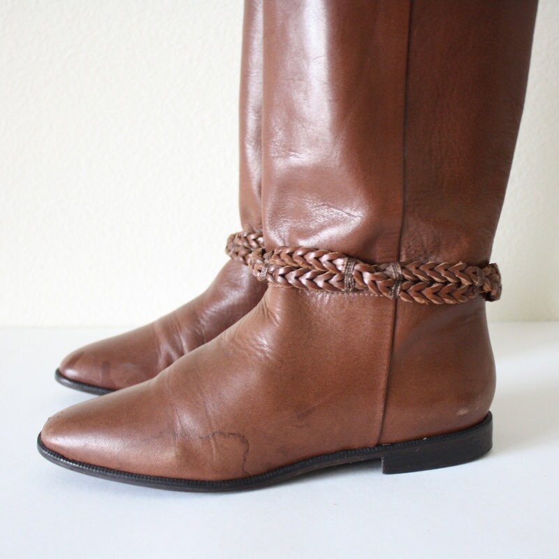 brown leather riding boots size 6