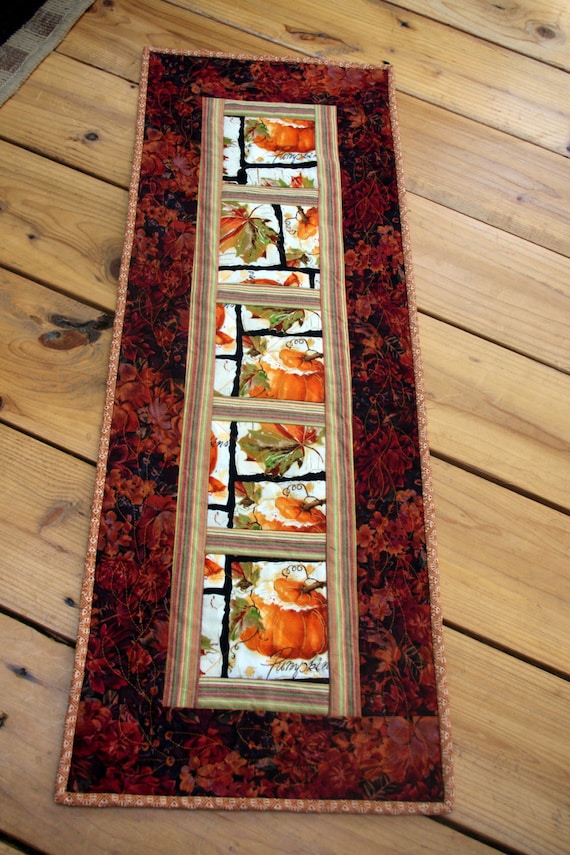 Autumn Fall Pumpkin Quilted Table Runner