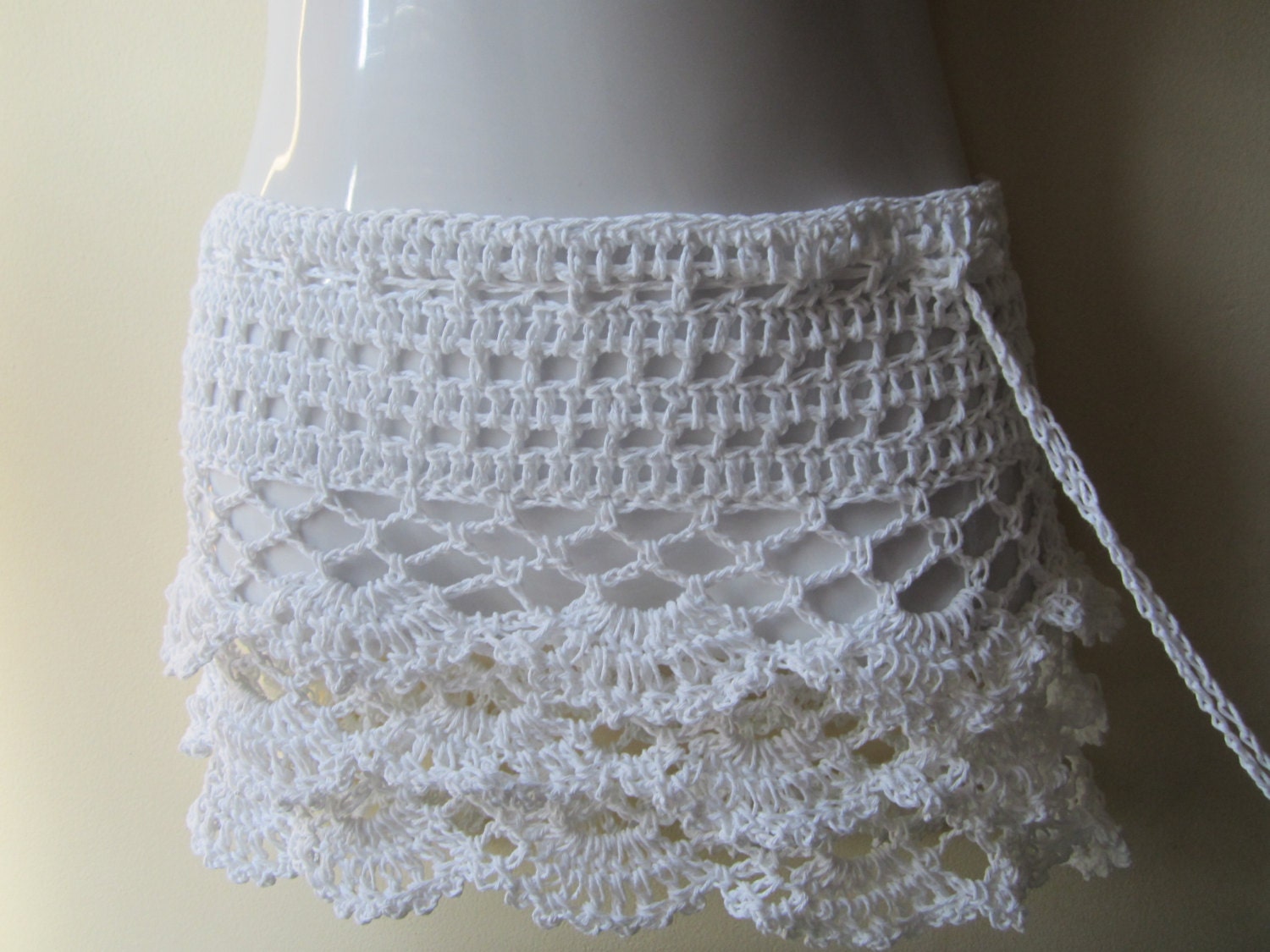 crochet Lace skirt WHITE mini ruffles beach cover up