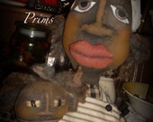 Primitive black folk art Instant Download doll pattern Siddalee and Teensie #144 HAFAIR