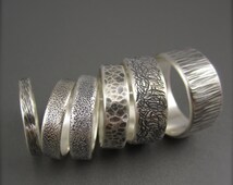 Texture sombre en argent Sterling a nneau de mariage ...