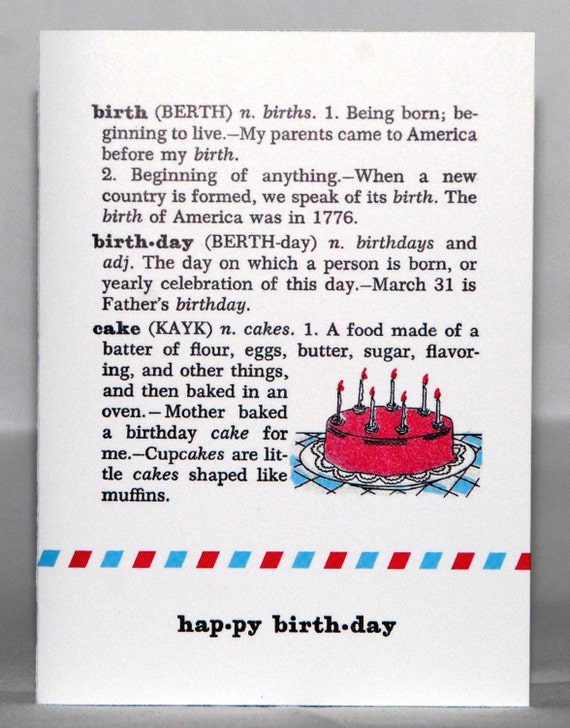 Items Similar To Happy Birthday Card Definition From Vintage