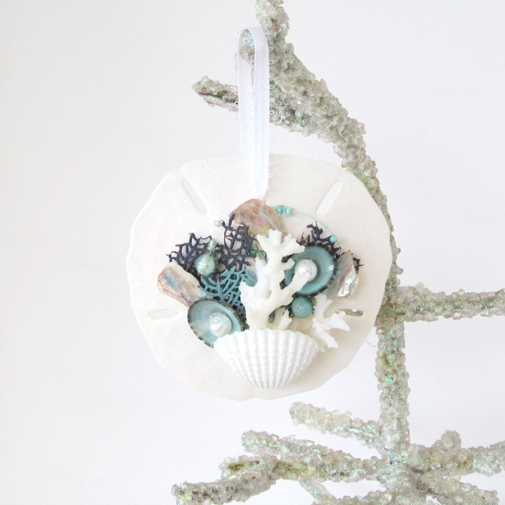 Sand Dollar Ornament Christmas Turquoise and by SandisShellscapes