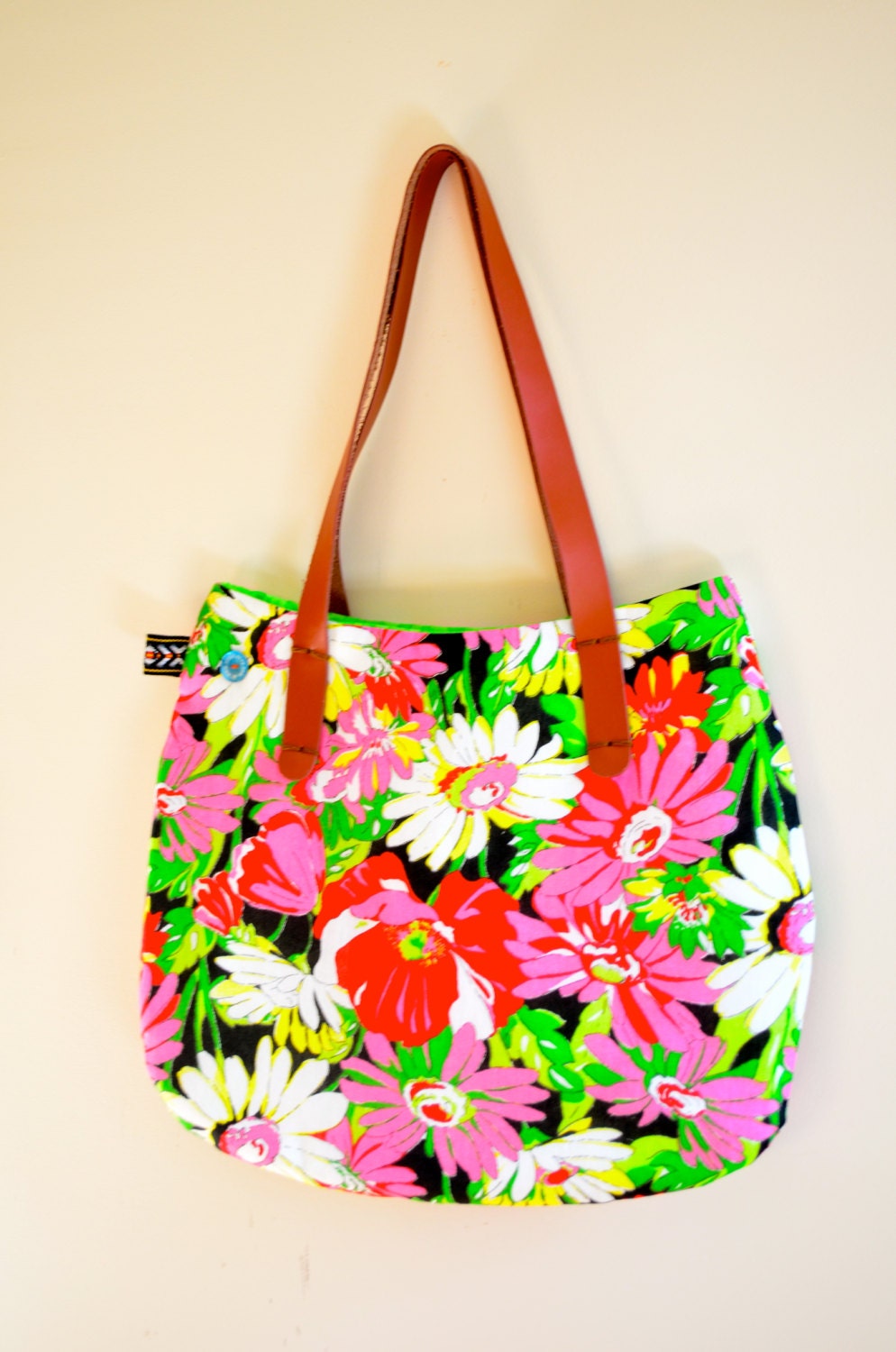 Brazilian Chita Flowers Black Handmade Bag