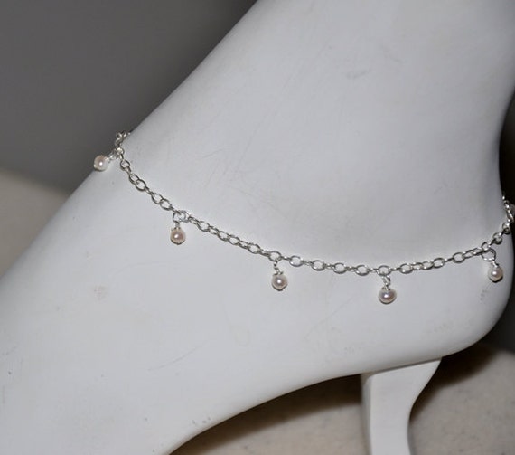 Ankle bracelet Pearl Bracelet Sterling silver Freshwater