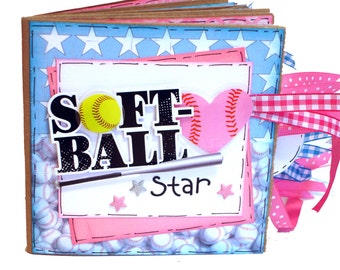 Softball Scrapbook - Mini Softball Scrapbook - Girls Sports Paper Bag Album