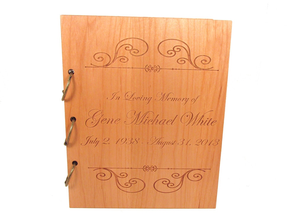 Wooden Memorial Guest Book Funeral Sign In Book