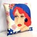 ESTELLE PILLOW, Hand Painted, Midlife Woman, Gift for Woman, Spring Flowers, 50 dollar gift