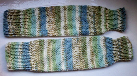 Chunky warm leg warmers multi striped Fair Isle by SpinningStreak