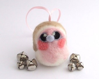 Pink Robin Christmas Tree Decoration, Needle Felted Robin Bird, Felt Bird