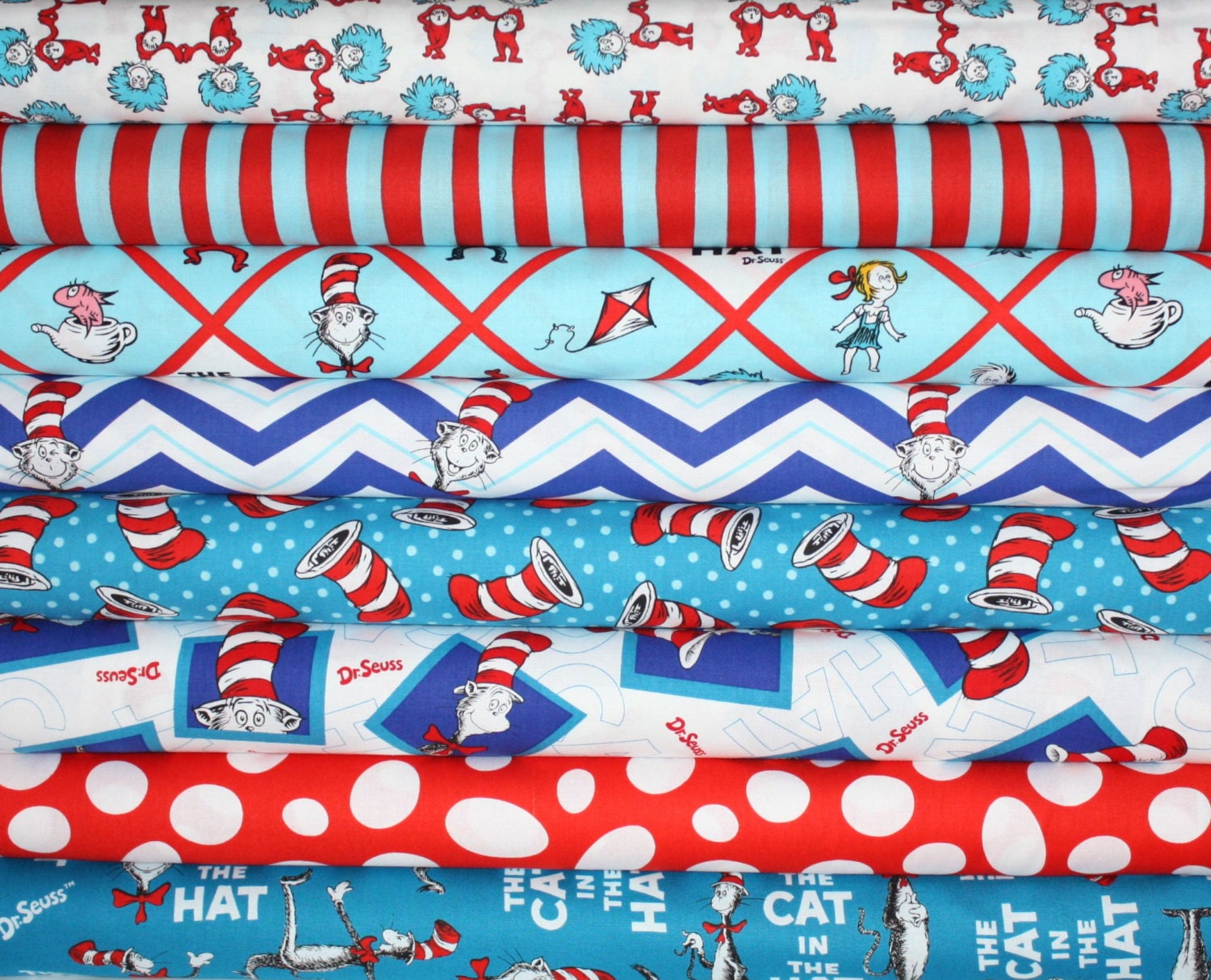 Dr Seuss Cat in the Hat 2 quilt or craft fabric bundle by