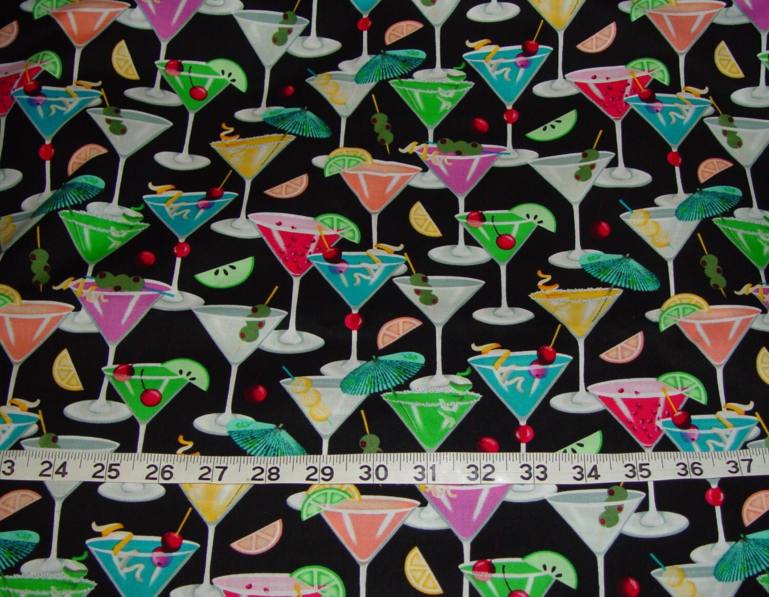 Martini Drinks Fruity Olives Cocktail Fabric 2 yards