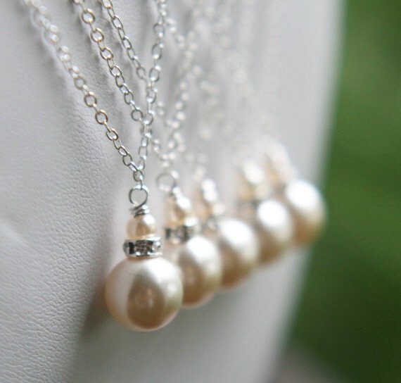 Items similar to Weddings Jewelry Simple Pearl drop Necklace Chloe Pearl Drop FREE U.S