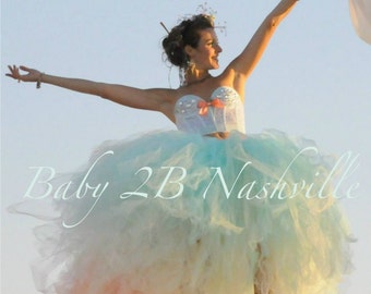 Wedding Dress Bridal Skirt Ombre Tulle Skirt Bridal Skirt with Train Dress Skirt Bridal Tutu Skirt Aqua Skirt Mint Skirt Bridal Separates