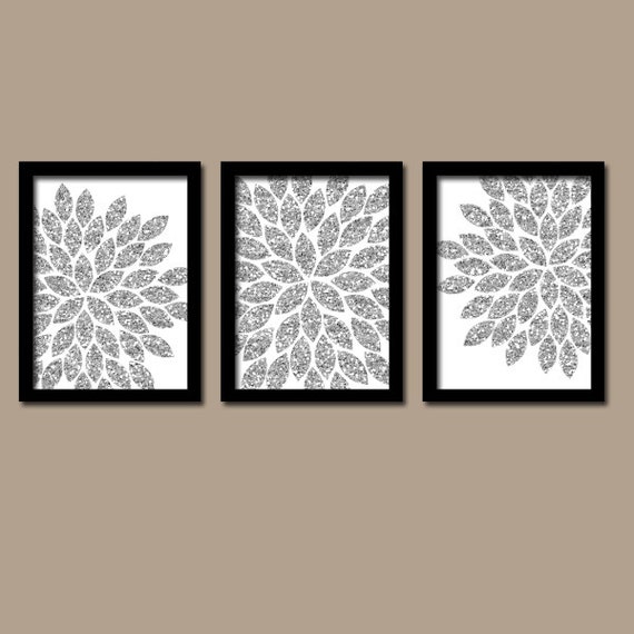 Silver GLITTER  Wall Art  Bedroom Pictures Canvas or by 