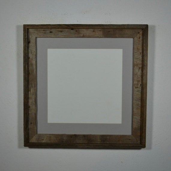 16x16 photo frame repurposed wood with gray 12x12 mat