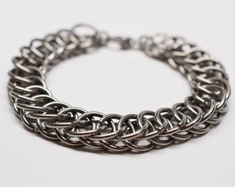 Mens 14 gauge half persian chainmaille titanium bracelet