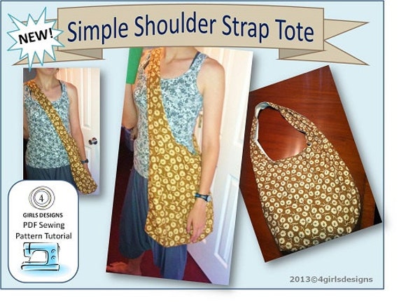 INSTANT DOWNLOAD Simple Shoulder Strap Tote Bag Sewing Pattern