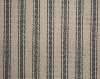 Ticking Stripe Material | Striped Fabric | Vintage Inspiried Ticking | Steel Gray | 1 Yard