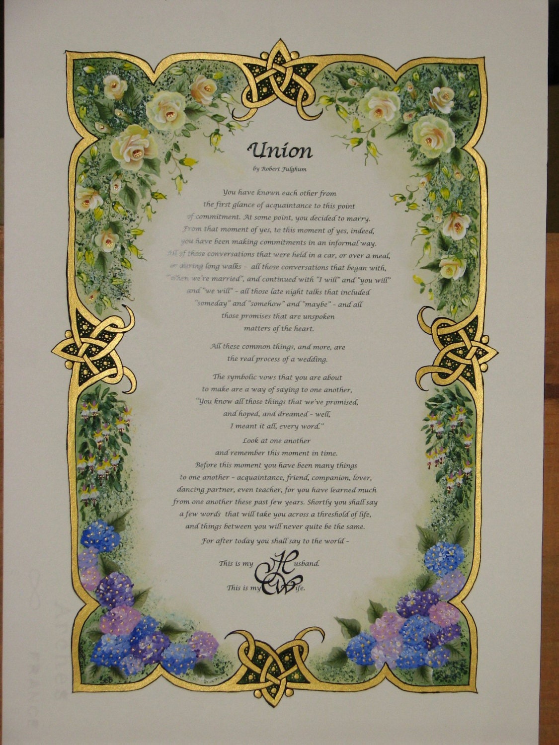 Illuminated Calligraphy Made to Order Commission Sample