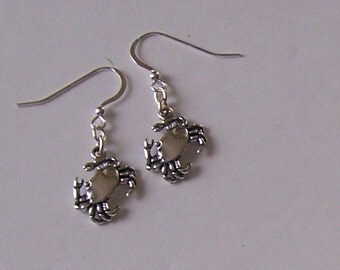 Sterling Silver CRAB Earrings - Beach, Seashore, Food