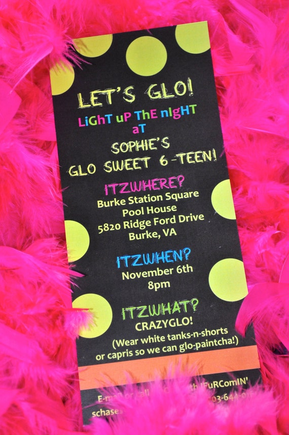 GlowintheDark PaRtY Invitation by tickledplum on Etsy