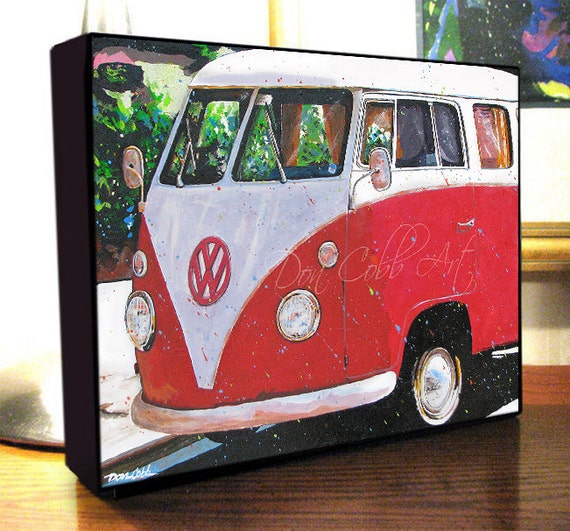 Volkswagen Hippie Bus Van Art Canvas Print On by DonCobbArtwork