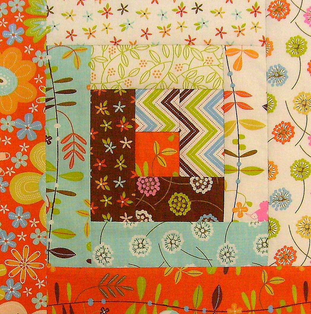 12 Block Log Cabin PRECUT Quilt Kit 29 x 39 Wren by JordanFabrics