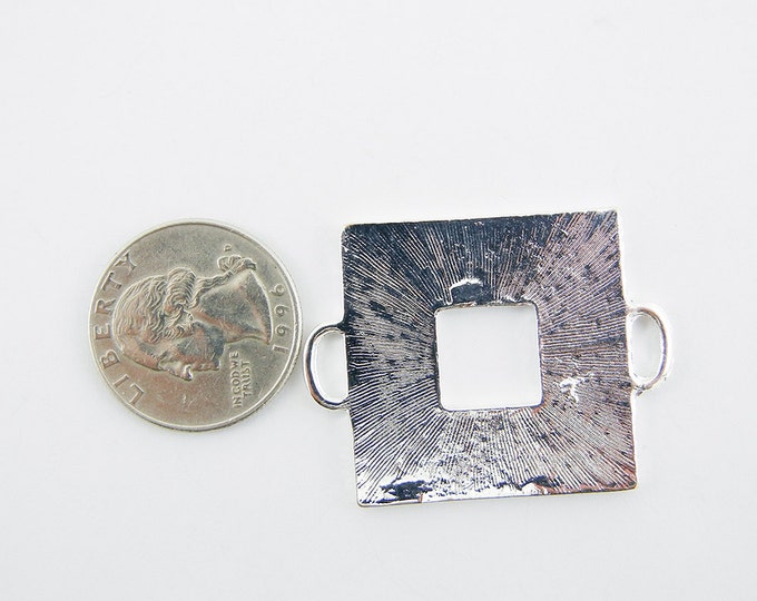 Square Silver-tone Black and White Epoxy Side Charm