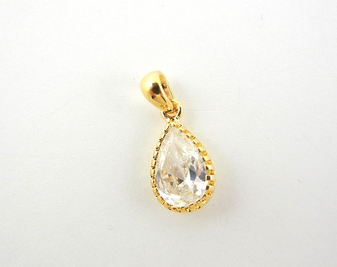 Tiny Teardrop Shaped Cubic Zirconia Pendant